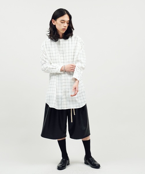 シャツ オーバーサイズ バンドカラー L/S メンズ レディース