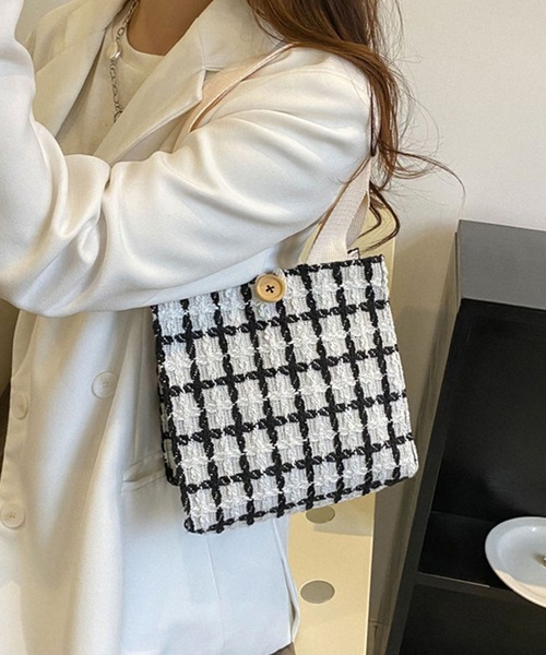 STYLEBLOCK トートバッグ チェック柄スクエアトートバッグ
