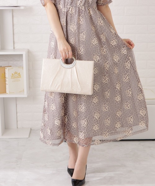 Lace Ladies クラッチバッグ パーティーバッグ メタルハンドル