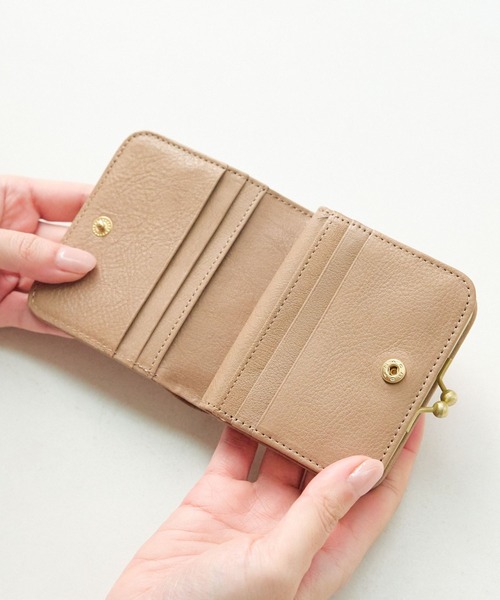 財布 レディース 本革 日本製 コンパクト 小さめ がま口 花柄 型押し