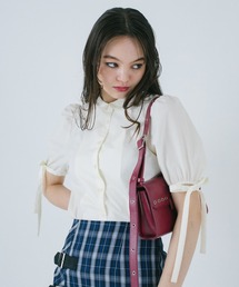 TINA:JOJUN / 半袖ブラウス TINA：JOJUN ブラウス シャツ ちび襟 半袖ブラウス レディース