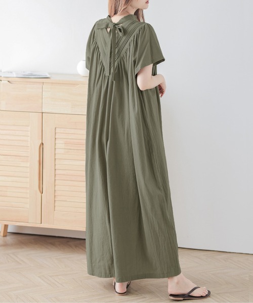 M'S GRACY リボン バックジップ リネン ワンピース イエロー 36 M´S GRACY リボン バックジップ リネン ワンピース イエロー 36
