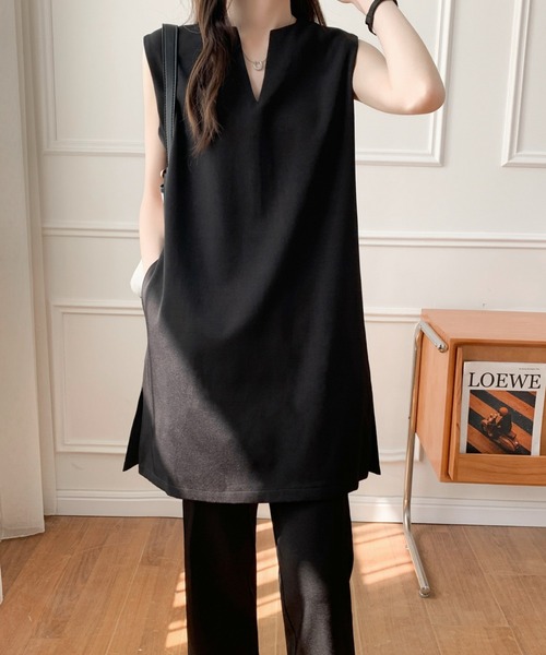 ABITOKYO セットアップ スキッパネックノースリーブブラウス