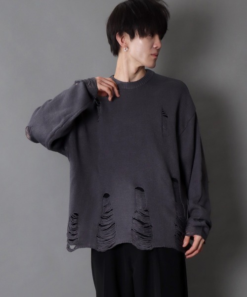 SITRY（シトリー） セーター ニット damage knit crew neck sweater