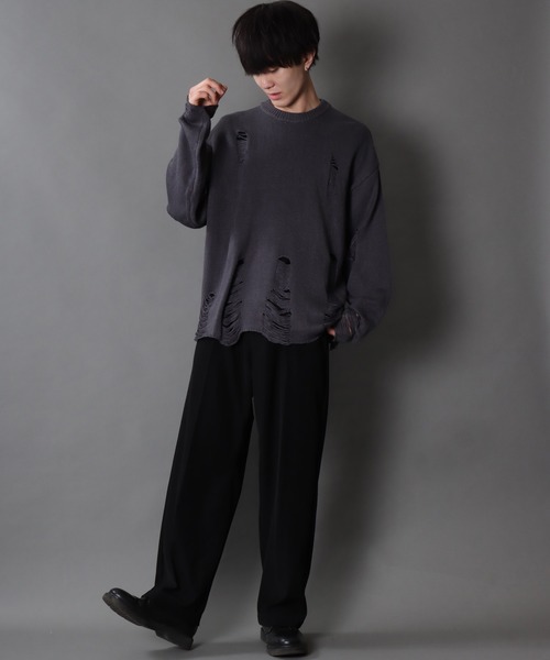 SITRY（シトリー） セーター ニット damage knit crew neck sweater