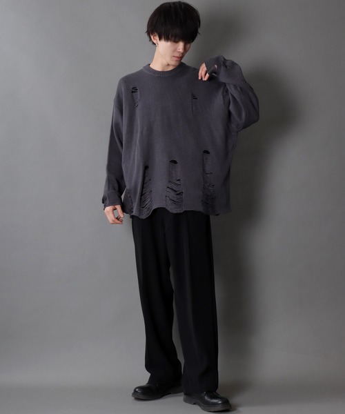 SITRY（シトリー） セーター ニット damage knit crew neck sweater