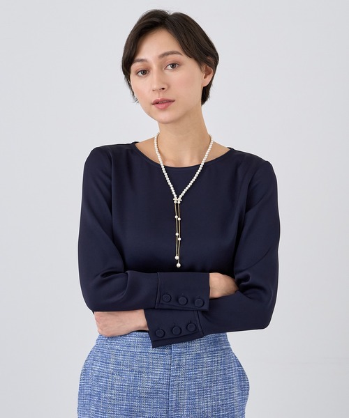 【143】新品 アナイ　トリアセサテンウォッシャブルTブラウス ANAYI ブラウス シャツ トリアセサテンウォッシャブルTブラウス