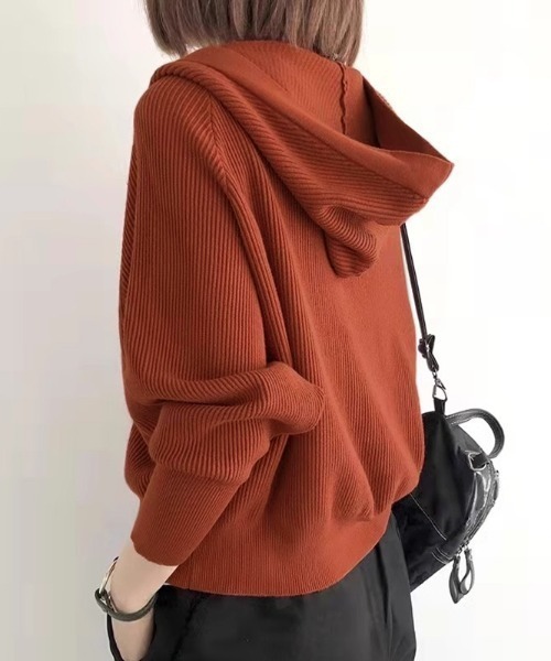 COCOMOMO カーディガン フード付きドルマンニットカーディガン
