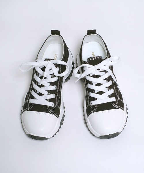 shopnikoniko スニーカー 厚底 レディース キャンバス ダッド