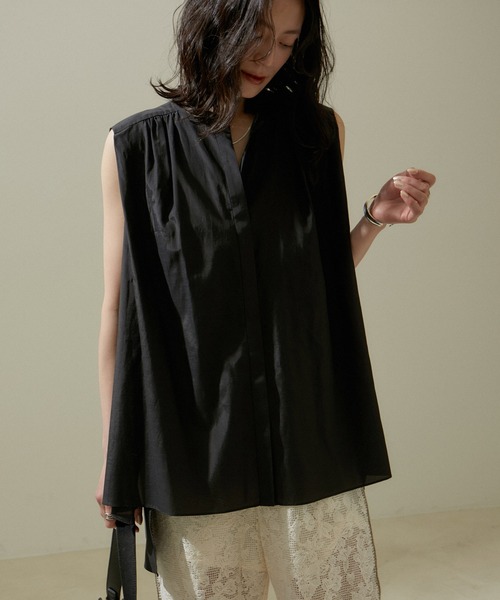 SALON adam et rope' ブラウス シャツ ノースリーブギャザー