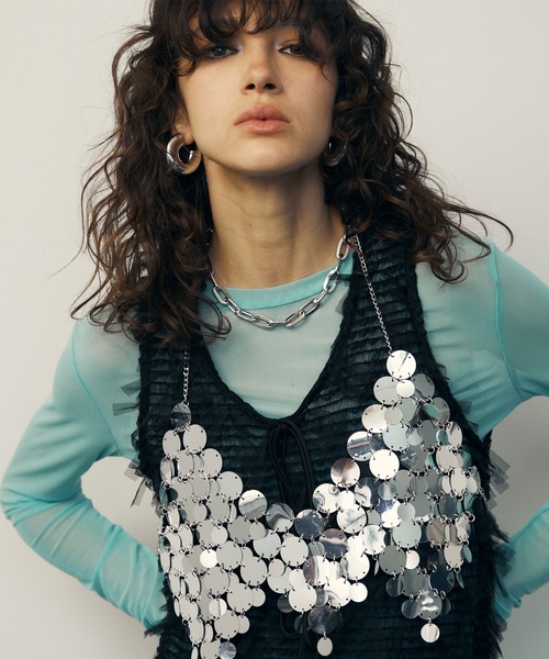 ponti フリンジビーズベスト キャミソール 美品 ビスチェ 定価6万円