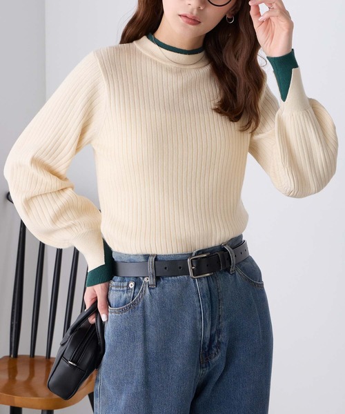 希少✨フェラガモ ヴァラリボン レイヤード風ニット ハイネック ウール 金具 BONLECILL（ボンルシール） タートルネック ニット セーター 「至福の