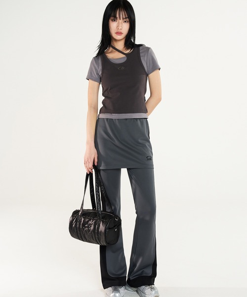 [ODD STUDIO] LAYERED BOOT CUT JERSEY パンツ ★新作・24SS★ ODD STUDIO パンツ LAYERED BOOTCUT JERSEY PANTS レディース