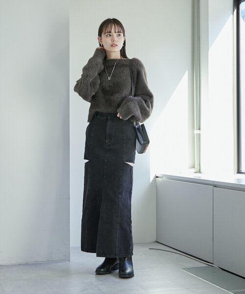 mystic デニムスカート カットアウトスカート : ZOZOTOWN Yahoo