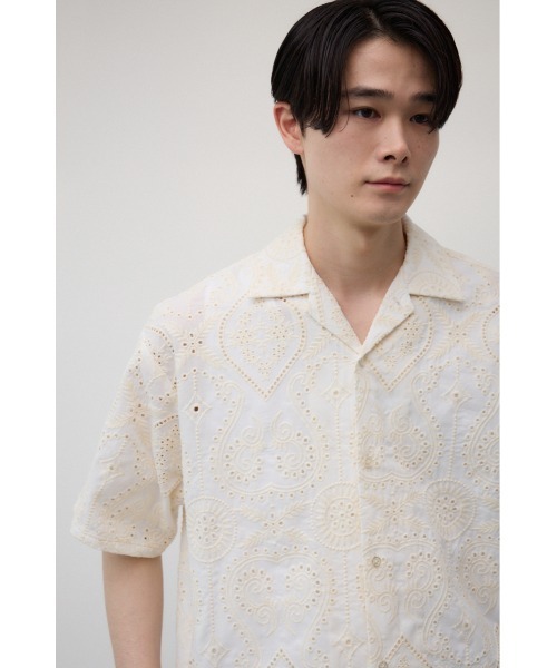 AZUL BY MOUSSY シャツ レース刺繍開襟シャツ メンズ : ZOZOTOWN