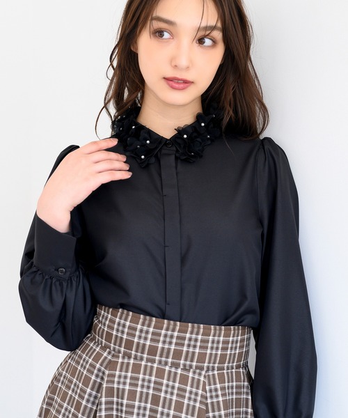 MISCH MASCH ブラウス シャツ 2024秋冬新作襟モチーフブラウス