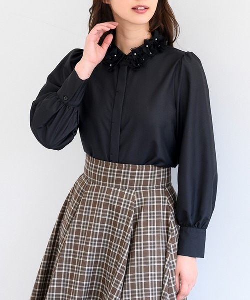 MISCH MASCH ブラウス シャツ 2024秋冬新作襟モチーフブラウス