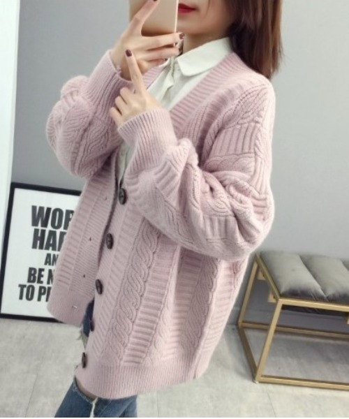 BLANC FICELLE カーディガン ビッグボタン ニット カーディガン