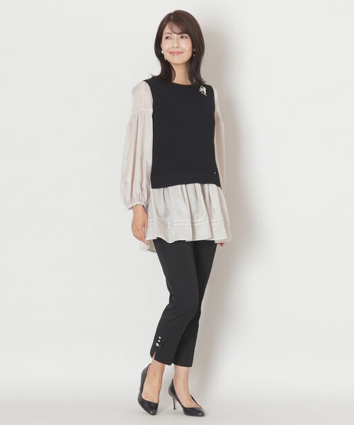 ニット セーター サテンブラウス レイヤーニット レディース TO BE CHIC ニット セーター サテンブラウス レイヤーニット
