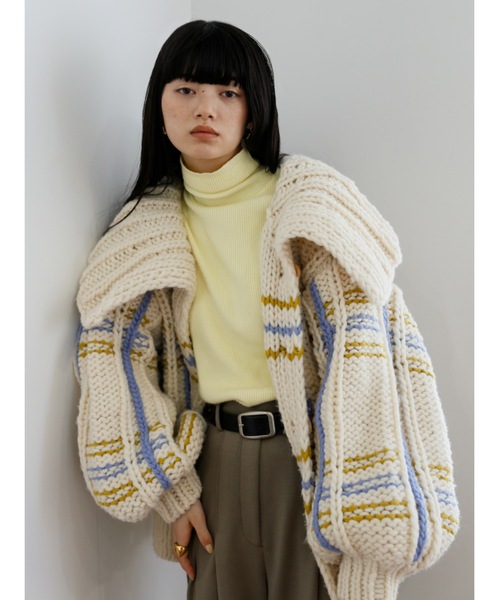 ニット セーター handmade check knit cardigan レディース