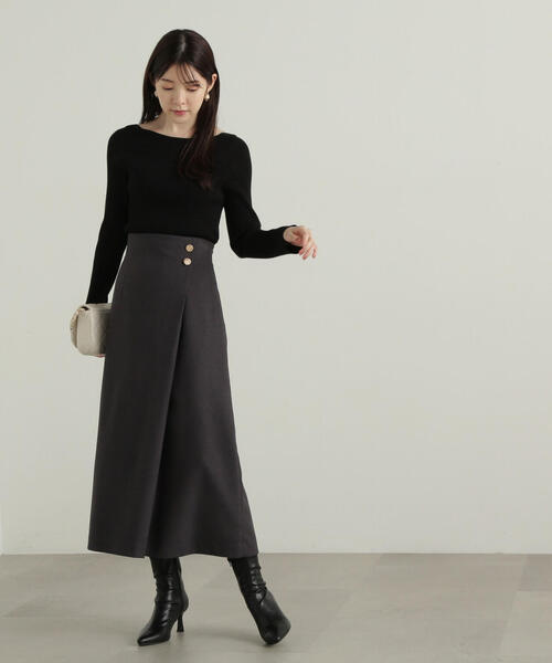 PROPORTION ラップ風タックナロースカート PROPORTION BODY DRESSING スカート ラップ風タックナロー