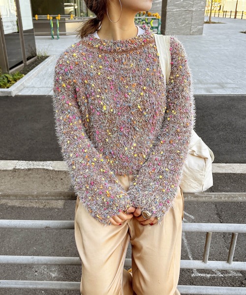 I-SOOK（アイスー） ニット セーター ミックスカラーシャギーニット