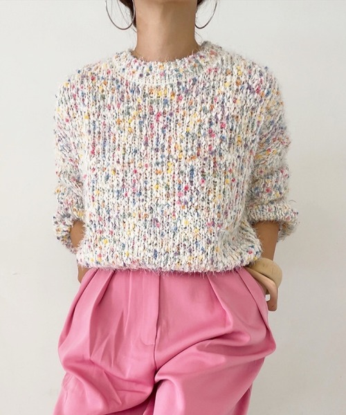 i-SOOK - isook ＊ ボリュームスリーブアンゴラニット I-SOOK ニット セーター ミックスカラーシャギーニット (comochi