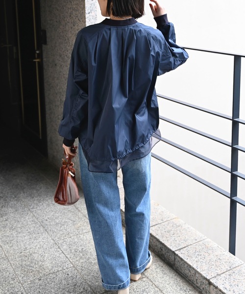 シアーブルゾン レディース アウター バイカラー 送料無料・メール便不可 冬新作 ＆HALF ブルゾン アウター バイカラーシアーブルゾン レディース