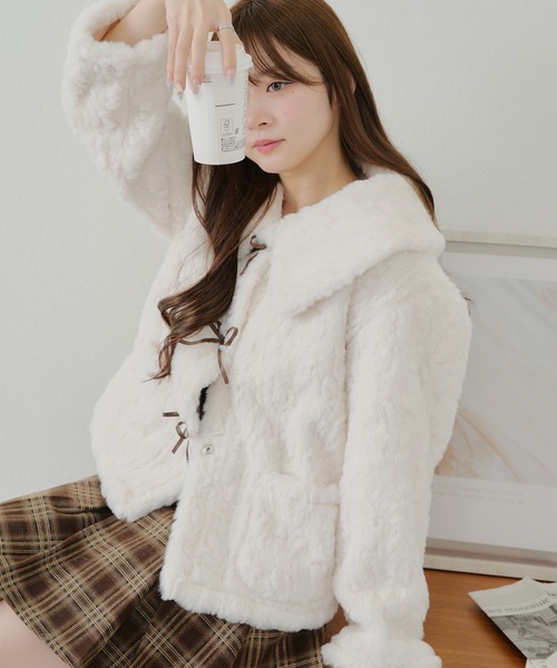 【新品未使用タグ付き】【人気完売品】Pois ポワ　リボンブルゾン　ホワイト 在庫調整 ribbon blouson【通常商品】2～5日営業日 | pois