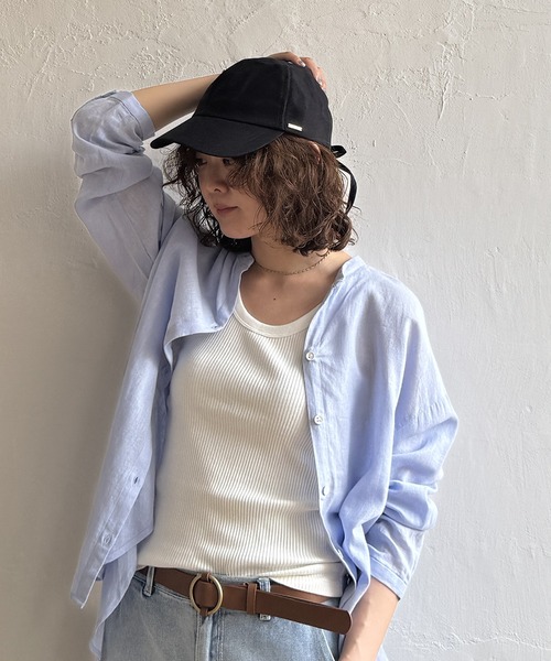 美品　【yori】 洗える 日よけ付きリボンキャップ ブラック 帽子 UV日よけ付きリボンキャップ | all item| yori