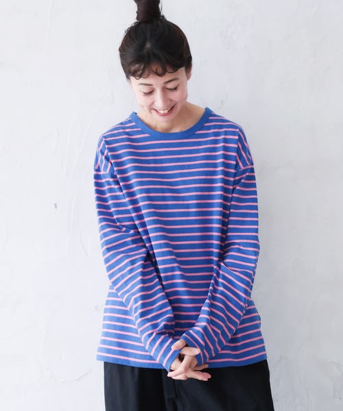 tシャツ ちょい出しボーダーカットソー レディース