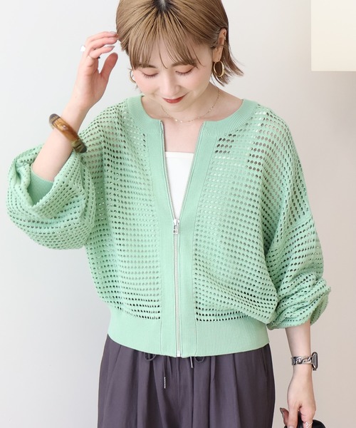 ANAYI メッシュ クルーネックジップアップ ブルゾン カーディガン日本製 M メッシュレイヤージップブルゾン|ANAYI OFFICIAL ONLINE STORE