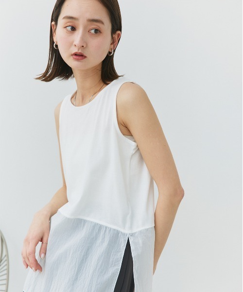 ad thie（アドティエ） タンクトップ ノースリーブ レイヤード シアー