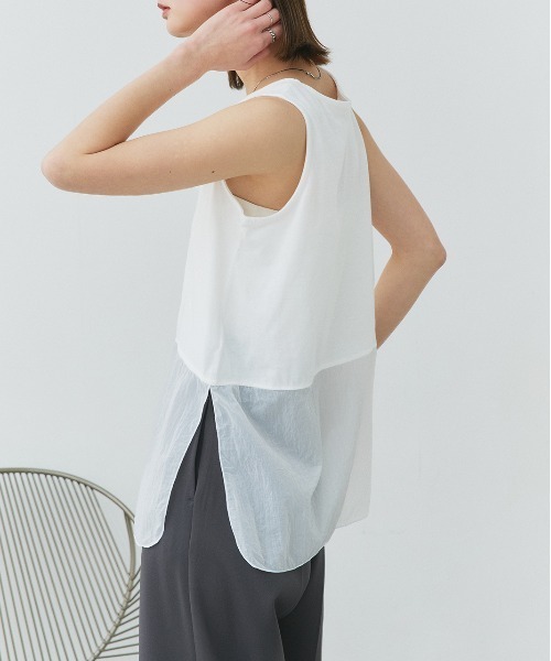 ad thie（アドティエ） タンクトップ ノースリーブ レイヤード シアー