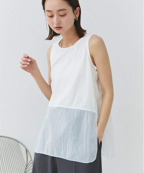 ad thie（アドティエ） タンクトップ ノースリーブ レイヤード シアー