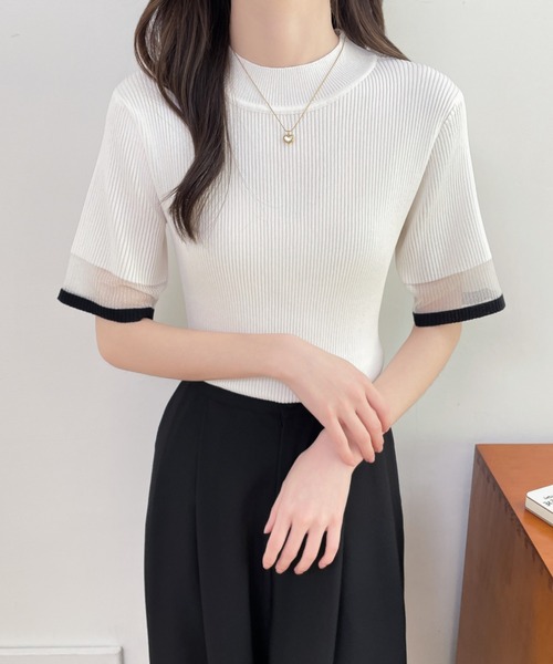 ABITOKYO（アビトーキョー） ニット セーター 袖配色シアー切替