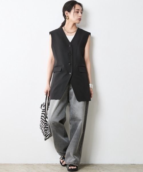cynical ジレ　ベスト　グレーストライプ trim_ofknk_item744bd62c901c11e