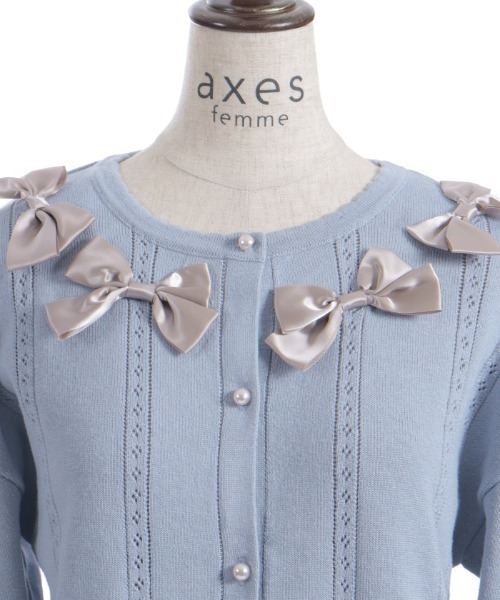 axes femme（アクシーズ ファム） カーディガン サテンリボンニット