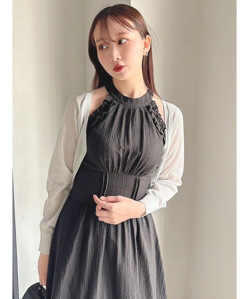 dazzlin カーディガン ラメシアーシンプルニットカーディガン