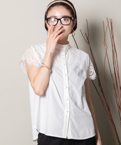 ブラウス シャツ パール釦ショルダーレースブラウス レディース JAYRO｜パール釦ショルダーレースブラウス | Rakuten Fashion