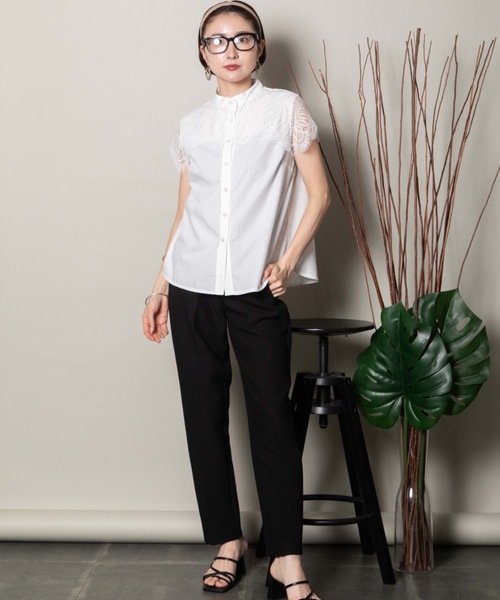 レースブラウス　レース　パール　袖コンシャス? カットソー? ?トップス smode-7933_00.jpg?basethum=225