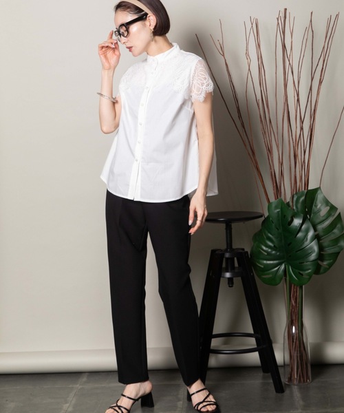ブラウス シャツ パール釦ショルダーレースブラウス レディース JAYRO｜パール釦ショルダーレースブラウス | Rakuten Fashion