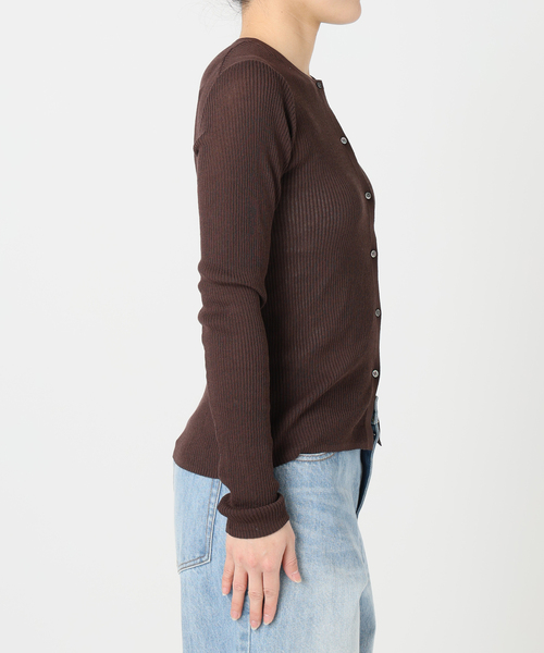 whisper rib sheer カーディガン　ブラウン whisper rib sheer カーディガン（カーディガン）｜Plage