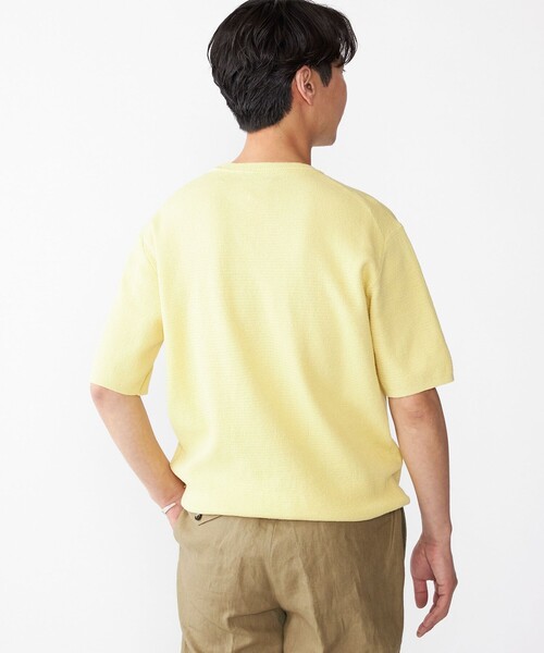 【YELLOW/047】Blu Bre / リネンコットン クルーネック ニット Tシャツ SHIPS（シップス） セーター ニット SHIPS:「手洗い可能」リネン