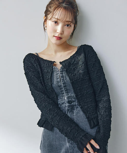 カーディガン 「THINK BEAUTY」「麻亜里さんコラボ」シアーカーデ＆リブカップ付きニットキャミソール レディース THINK BEAUTY】【麻亜里さんコラボ】シアーカーデ＆リブカップ