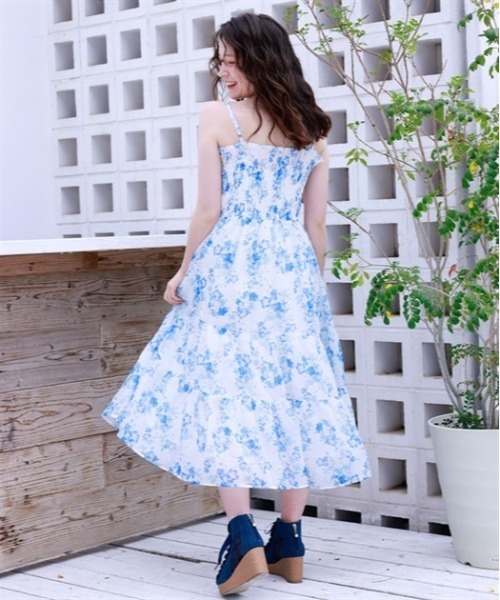 axes femme ネモフィラ ワンピース 2way axes femme ワンピース ネモフィラプリントブラウス×ワンピース