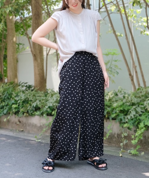 パンツ パウダーサテンイージーパンツ レディース