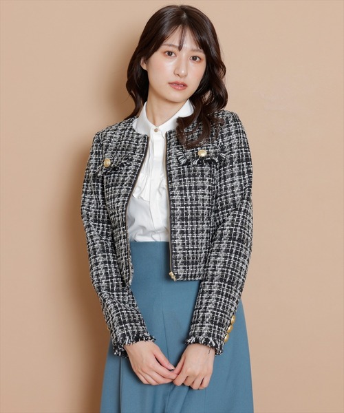 「SWINGLE」 ツイードジャケット SMALL ベージュ系その他 レディース_画像7