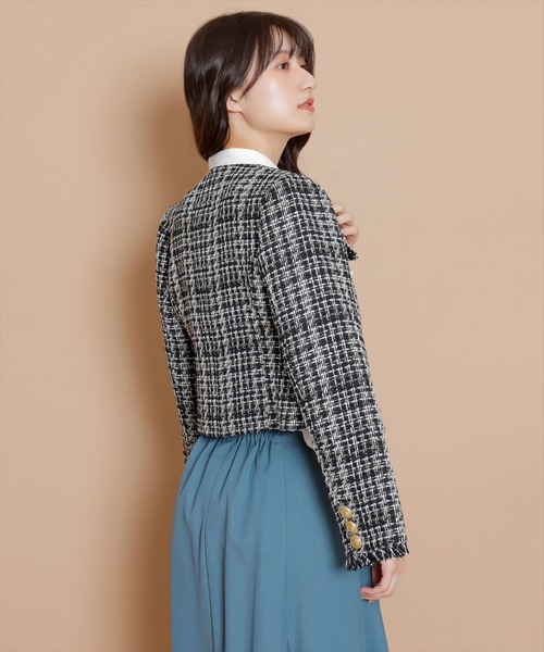 「SWINGLE」 ツイードジャケット SMALL ベージュ系その他 レディース_画像9