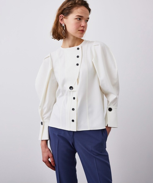 【美品】UNITED TOKYO グレー ノーカラージャケット Mサイズ 美品】UNITED TOKYO グレー ノーカラージャケット Mサイズ